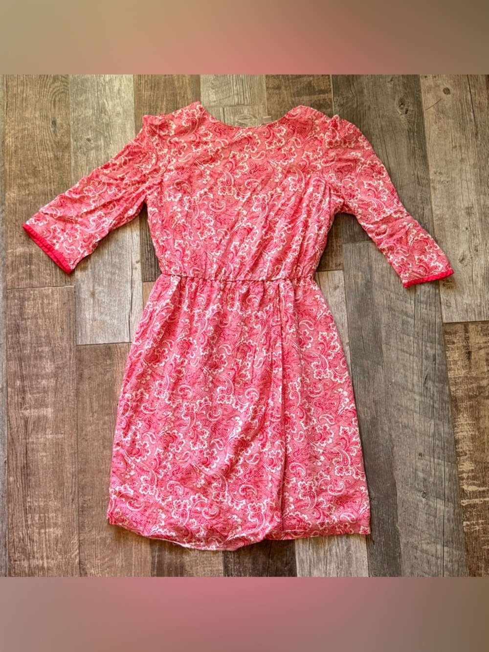 Boden dress red paisley dolly faux wrap 3/4 sleeve size 8